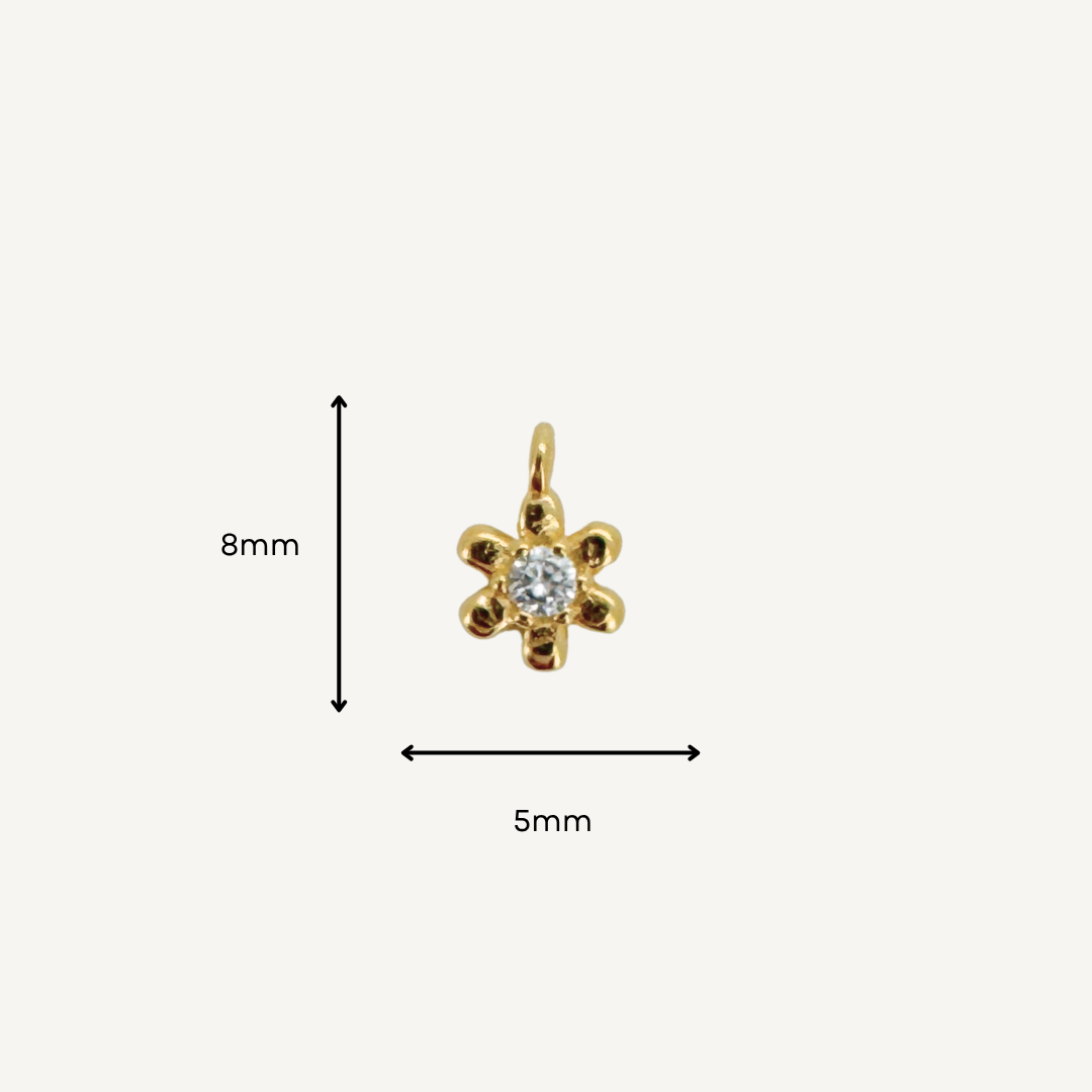 Dainty Flower White Zircon Charm - Gold Filled