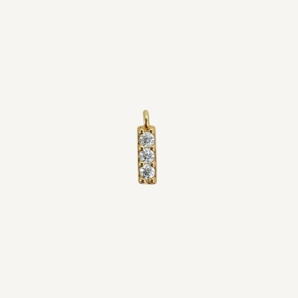 Triple White Zircon Bar Charm - Gold Filled