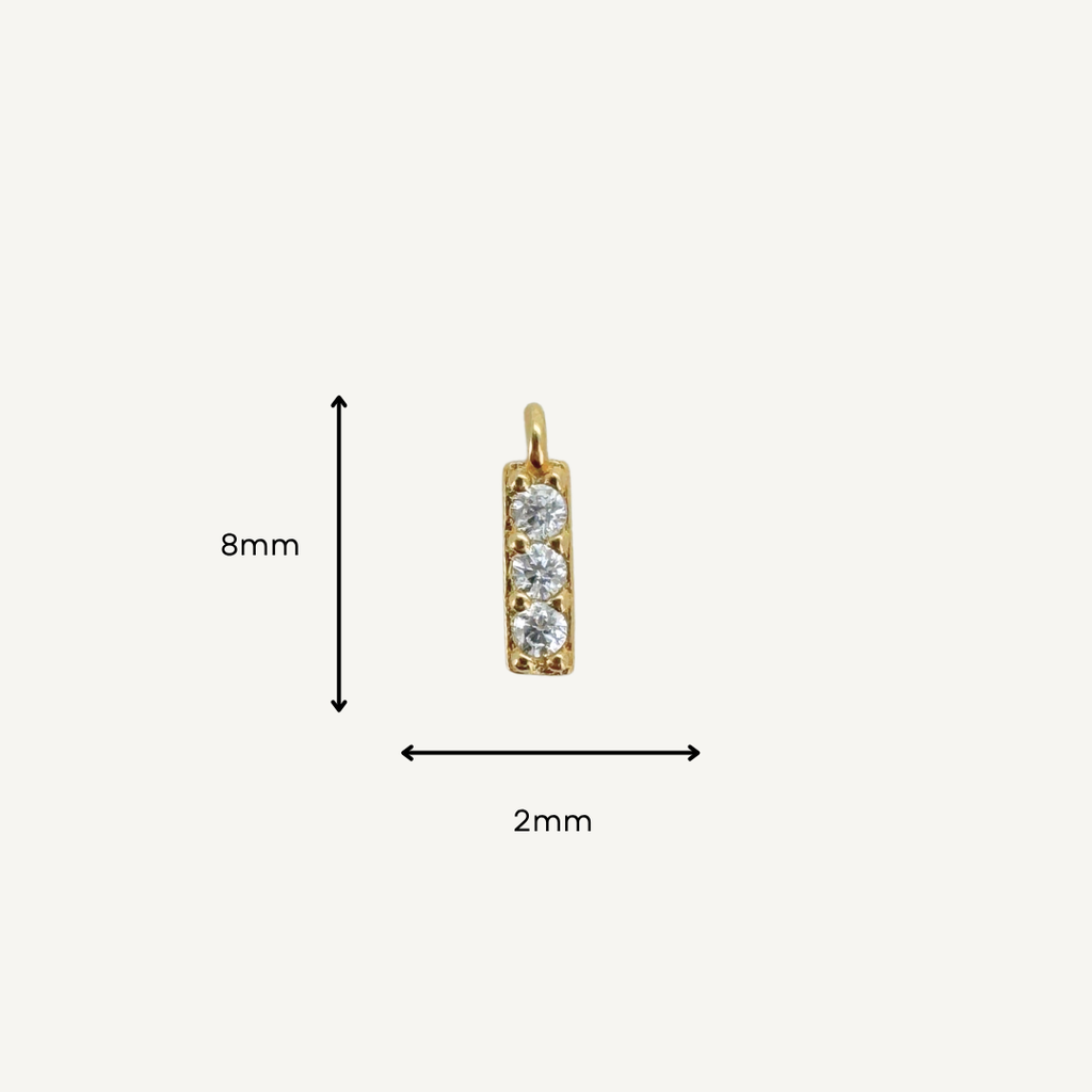 Triple White Zircon Bar Charm - Gold Filled