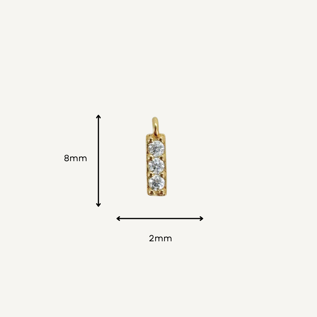 Triple White Zircon Bar Charm - Gold Filled