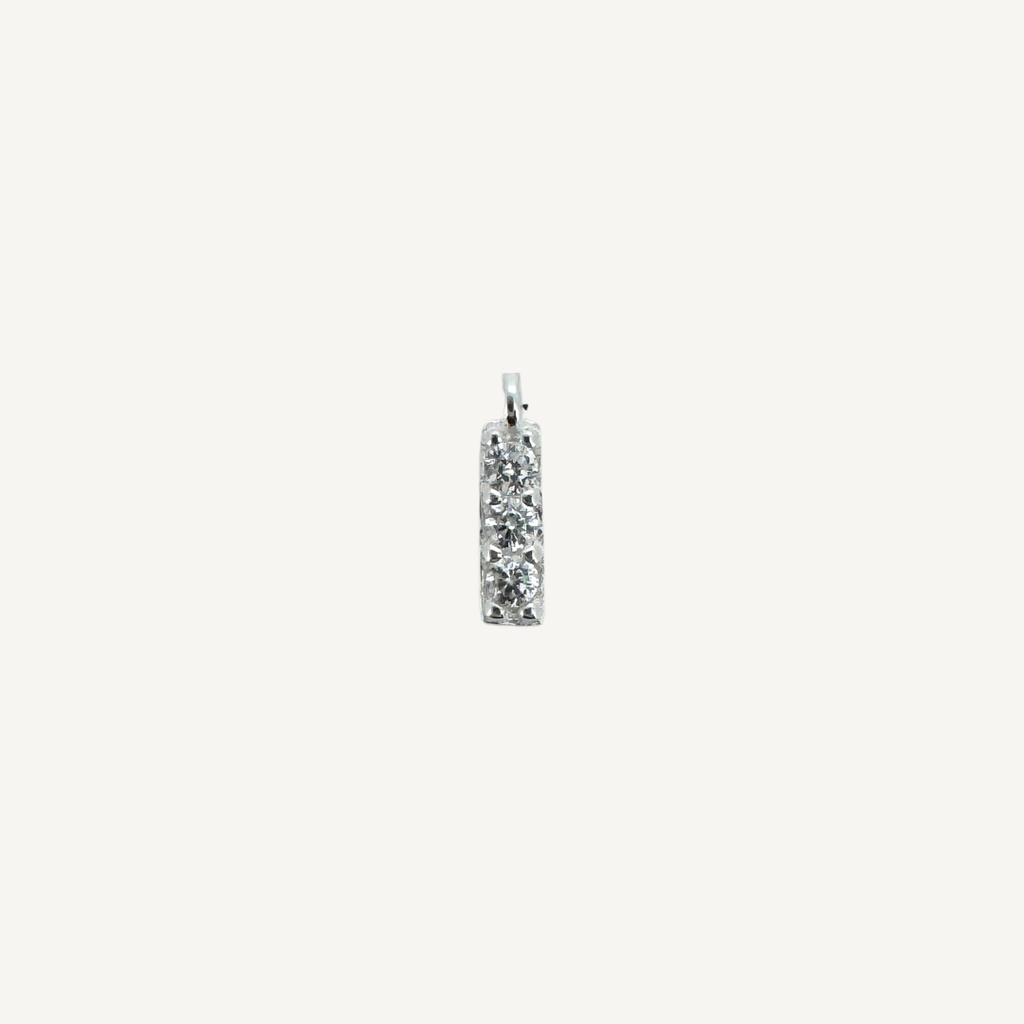 Triple White Zircon Bar Charm - Sterling Silver