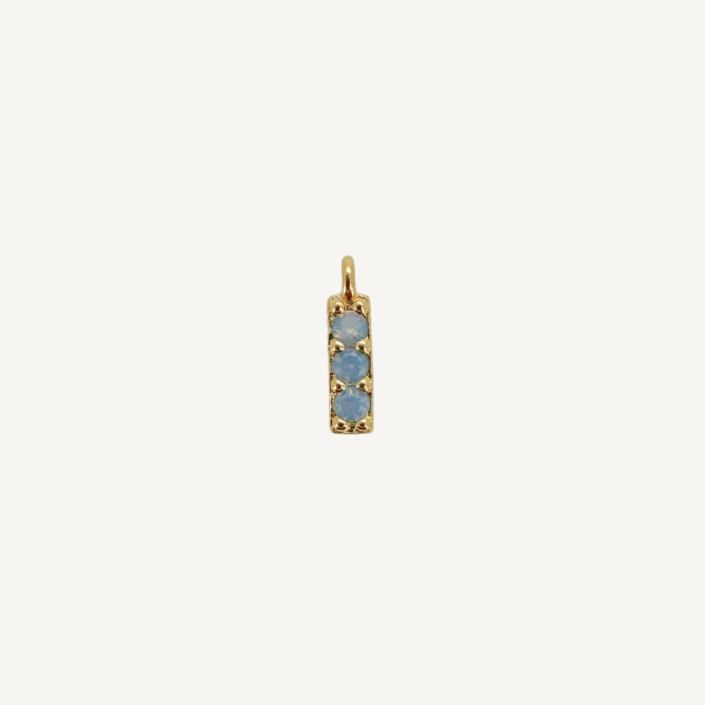 Triple Blue Moonstone Bar Charm - Gold Filled