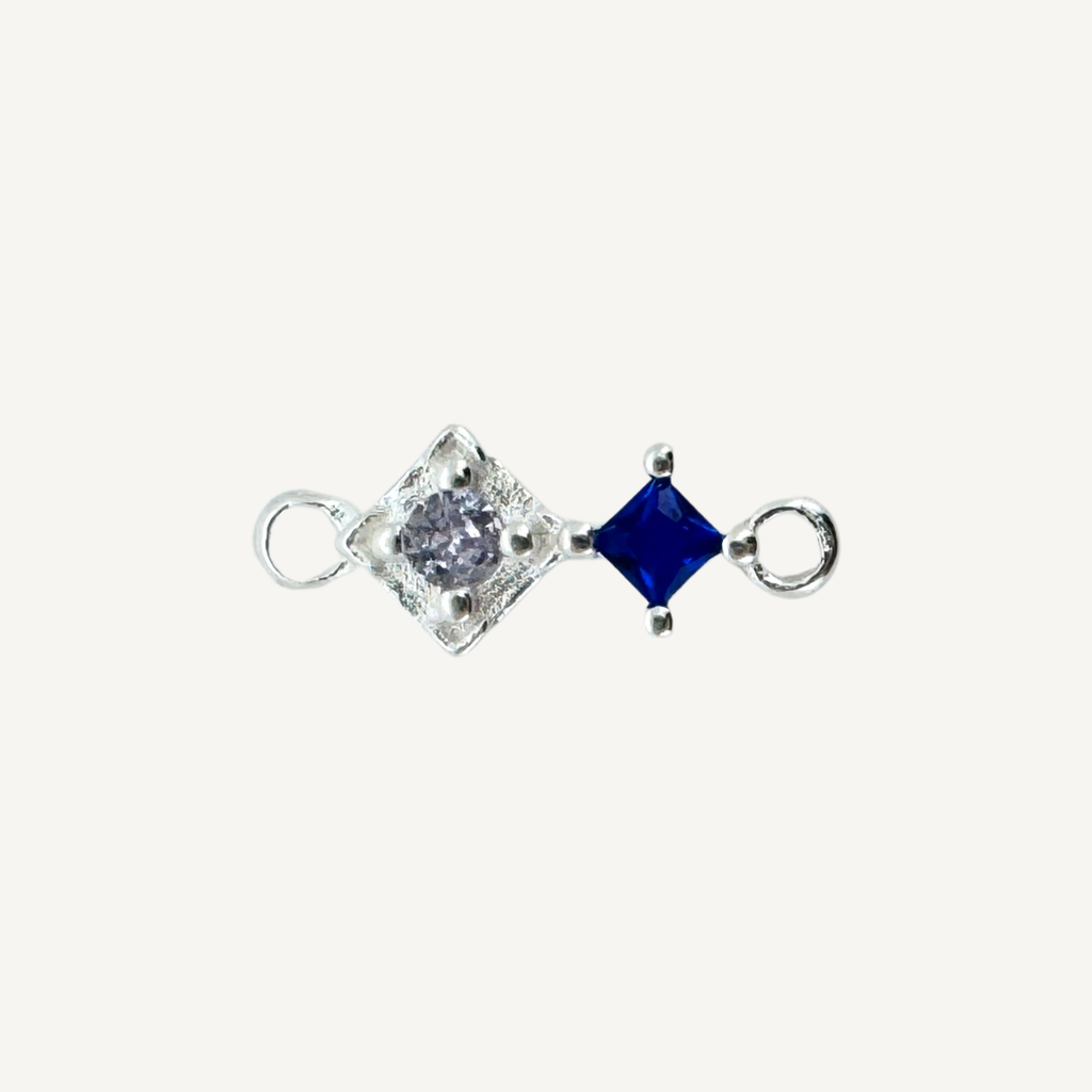 Duo Diamond Blue Zircon Connector - Sterling Silver
