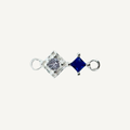 Duo Diamond Blue Zircon Connector - Sterling Silver