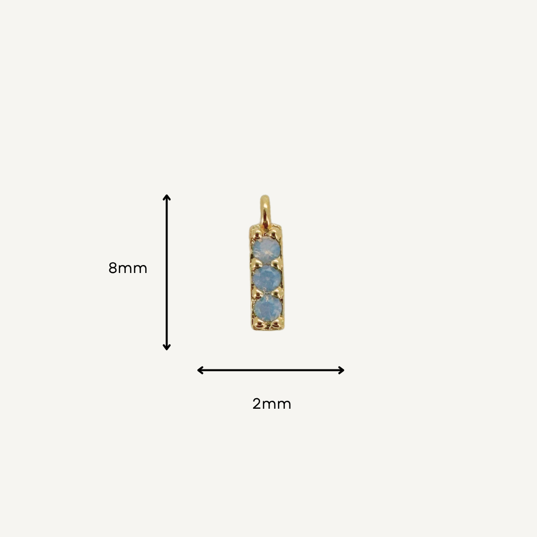 Triple Blue Moonstone Bar Charm - Gold Filled