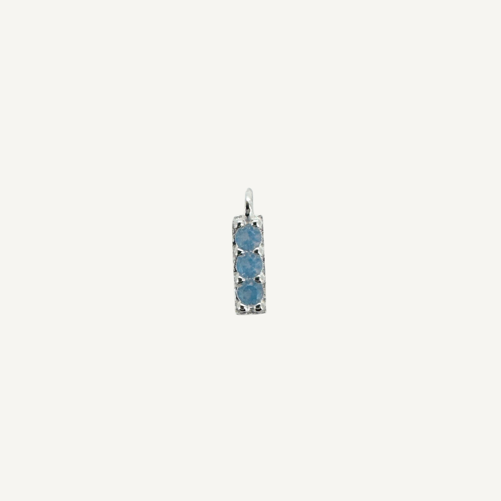 Triple Blue Moonstone Bar Charm - Sterling Silver