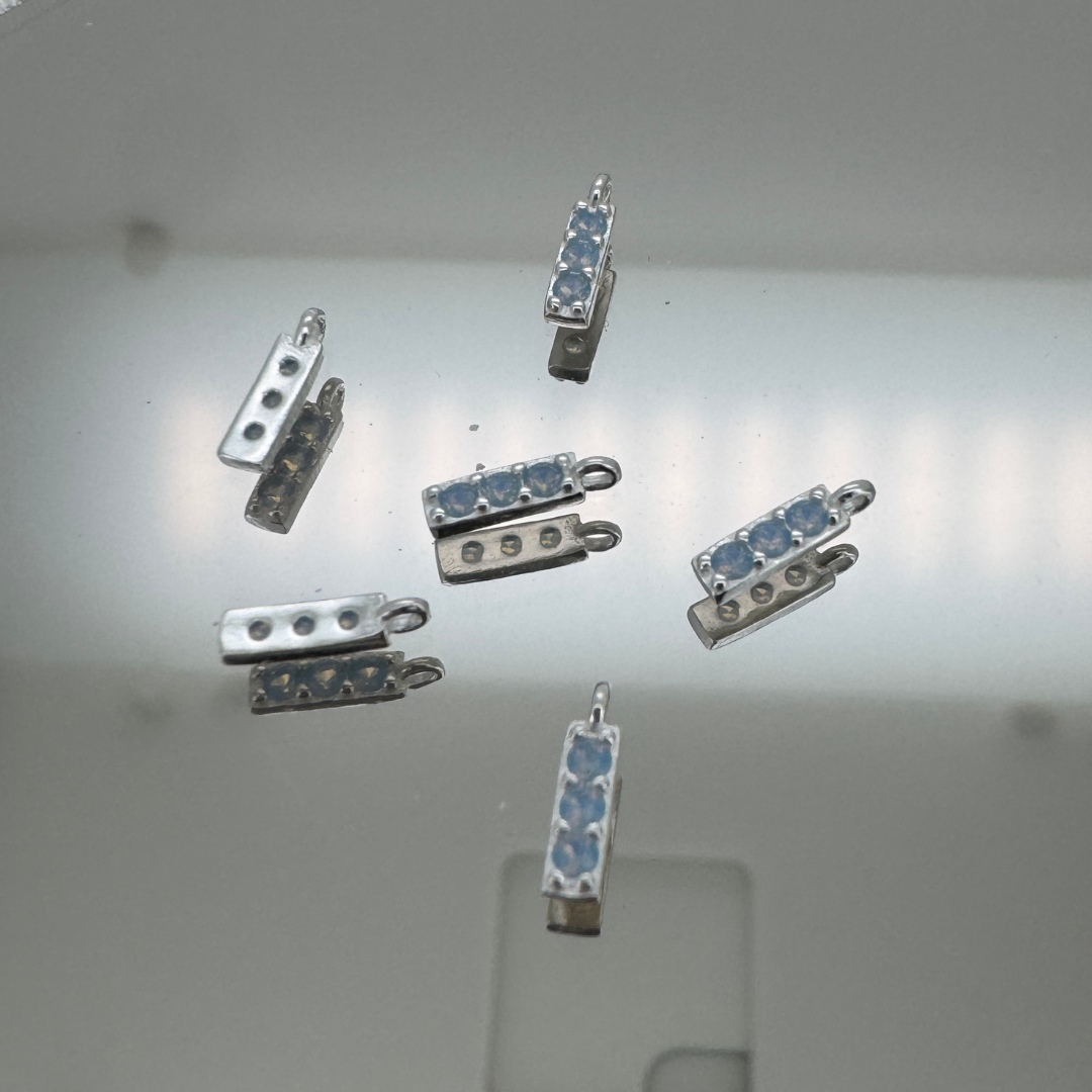 Triple Blue Moonstone Bar Charm - Sterling Silver