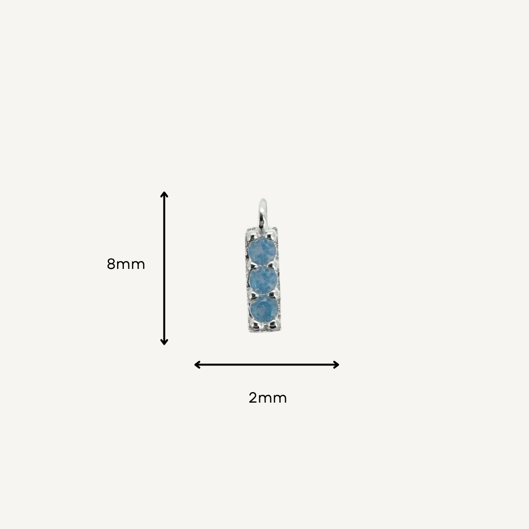 Triple Blue Moonstone Bar Charm - Sterling Silver