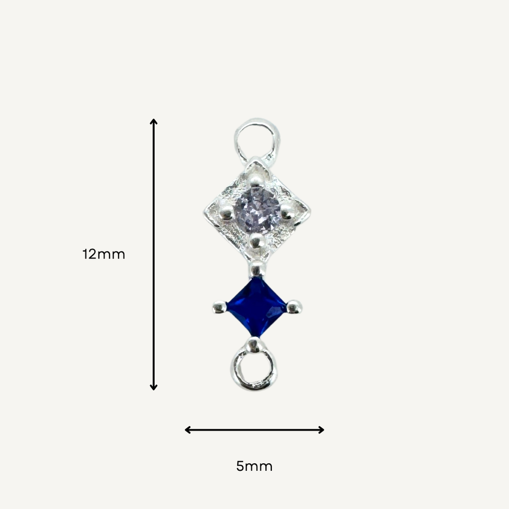 Duo Diamond Blue Zircon Connector - Sterling Silver