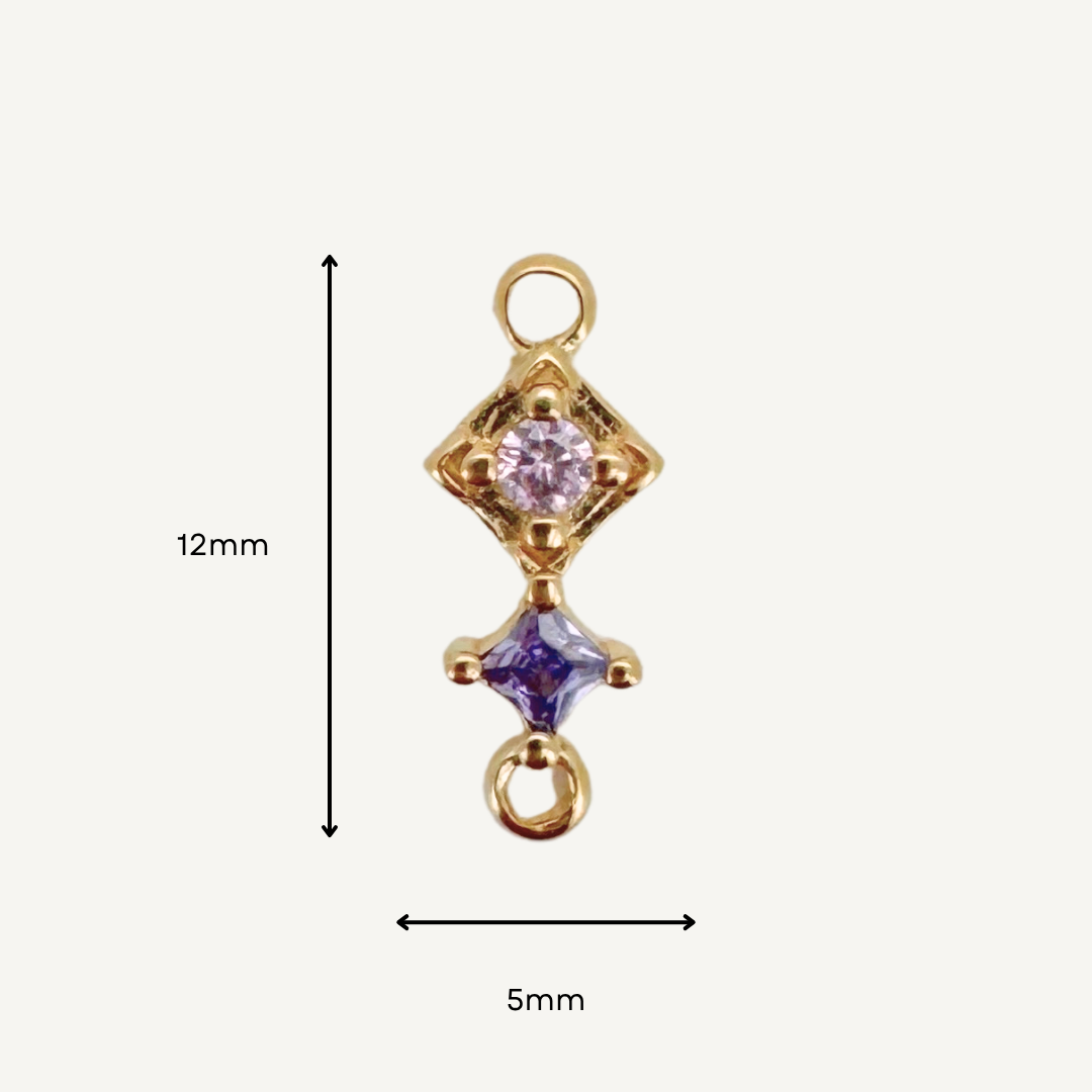 Duo Diamond Pink & Purple Connector - Gold Filled