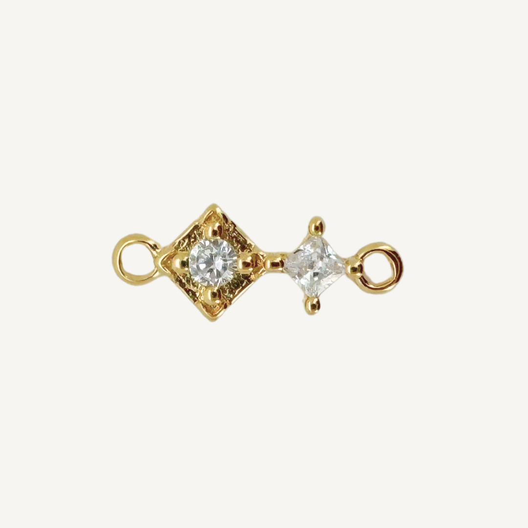 Duo Diamond White Zircon Connector - Gold Filled
