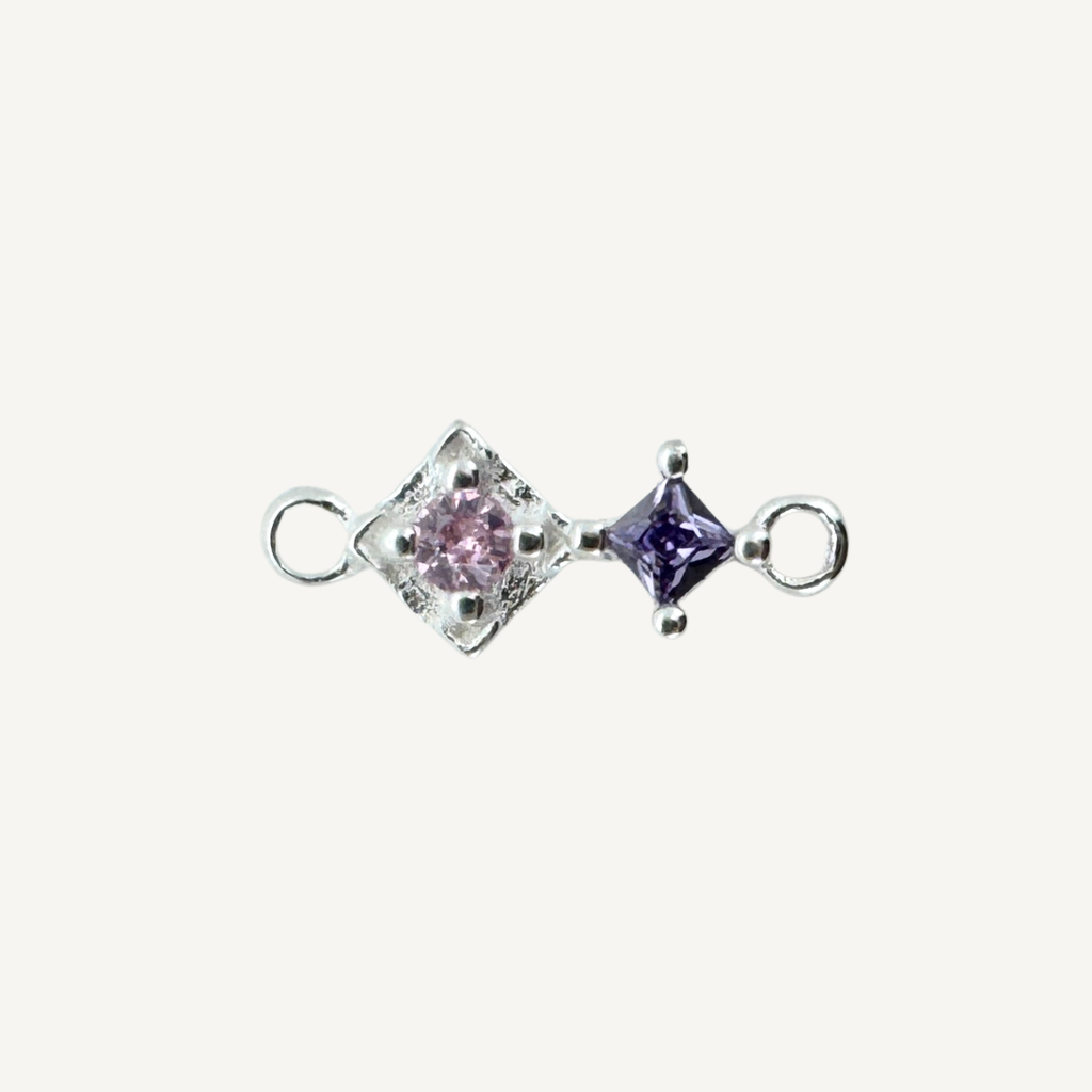 Duo Diamond Pink & Purple Connector - Sterling Silver