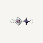 Duo Diamond Pink & Purple Connector - Sterling Silver
