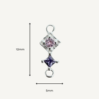 Duo Diamond Pink & Purple Connector - Sterling Silver