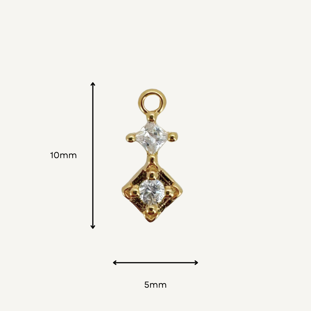 Duo Diamond White Zircon Charm - Gold Filled