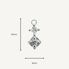 Duo Diamond White Zircon Charm - Sterling Silver