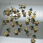 Duo Diamond Green & Yellow Charm - Gold Filled