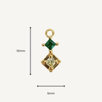 Duo Diamond Green & Yellow Charm - Gold Filled