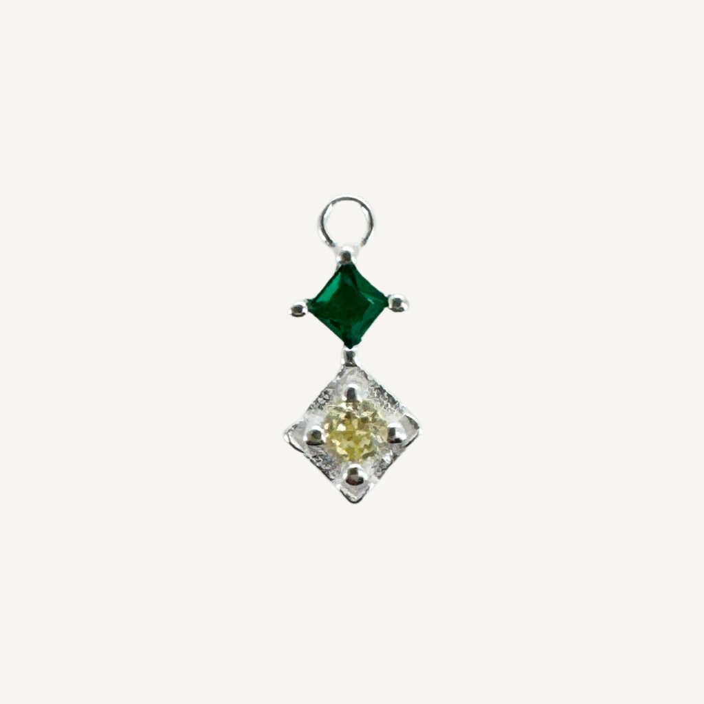 Duo Diamond Green & Yellow Charm - Sterling Silver