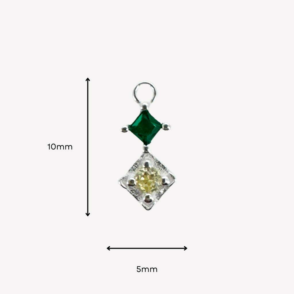 Duo Diamond Green & Yellow Charm - Sterling Silver