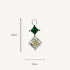 Duo Diamond Green & Yellow Charm - Sterling Silver