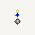 Duo Diamond Blue Zircon Charm - Gold Filled