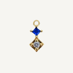 Duo Diamond Blue Zircon Charm - Gold Filled