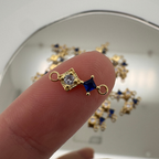 Duo Diamond Blue Zircon Charm - Gold Filled