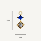 Duo Diamond Blue Zircon Charm - Gold Filled