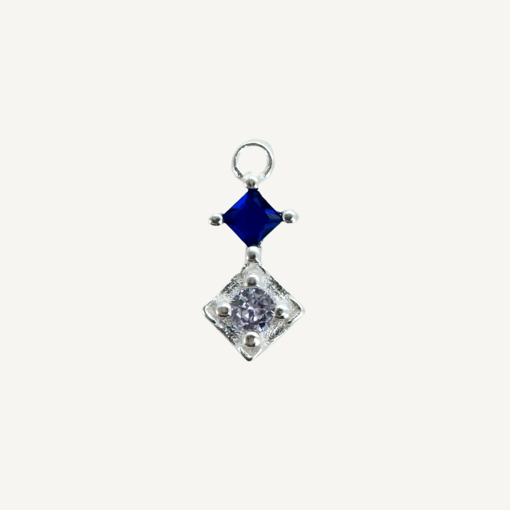 Duo Diamond Blue Zircon Charm - Sterling Silver