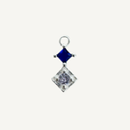 Duo Diamond Blue Zircon Charm - Sterling Silver