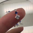 Duo Diamond Blue Zircon Charm - Sterling Silver