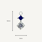 Duo Diamond Blue Zircon Charm - Sterling Silver