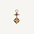 Duo Diamond Pink & Purple Charm - Gold Filled