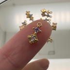 Duo Diamond Pink & Purple Charm - Gold Filled