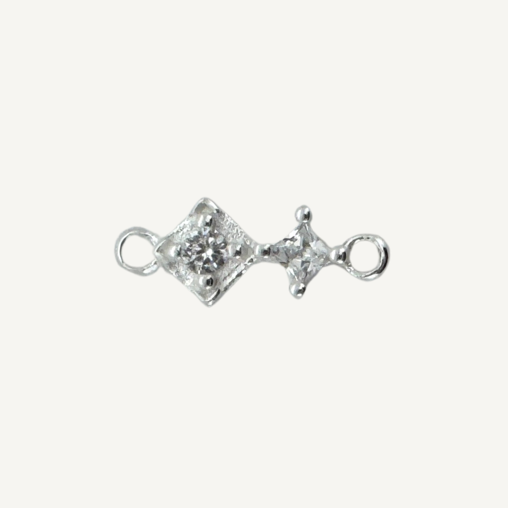 Duo Diamond White Zircon Connector - Sterling Silver