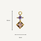Duo Diamond Pink & Purple Charm - Gold Filled