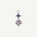 Duo Diamond Pink & Purple Charm - Sterling Silver
