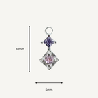 Duo Diamond Pink & Purple Charm - Sterling Silver