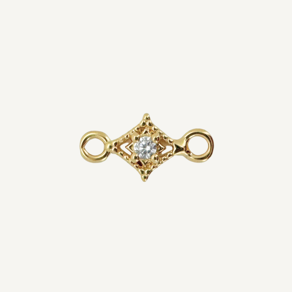 Dotted Diamond White Zircon Connector - Gold Filled