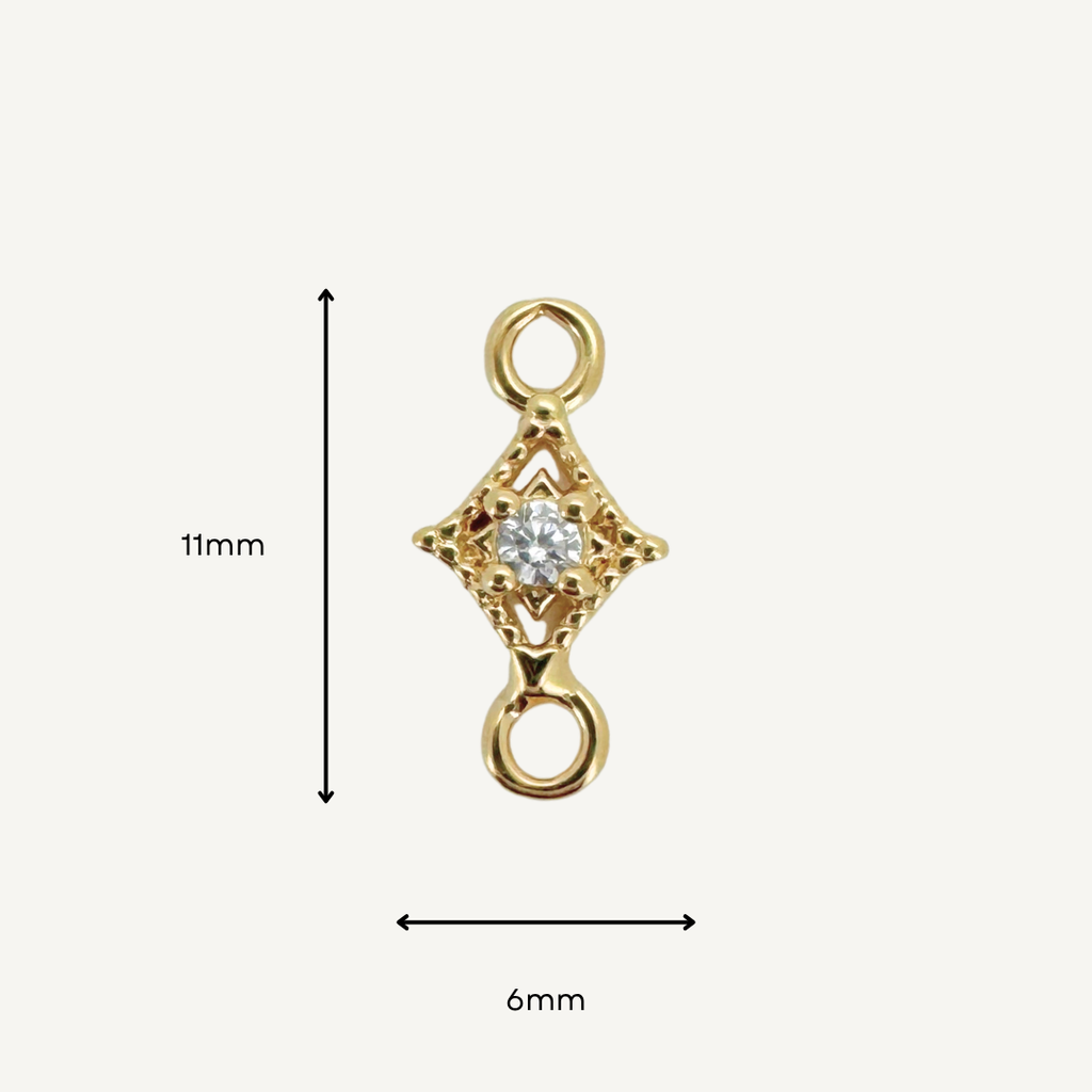 Dotted Diamond White Zircon Connector - Gold Filled