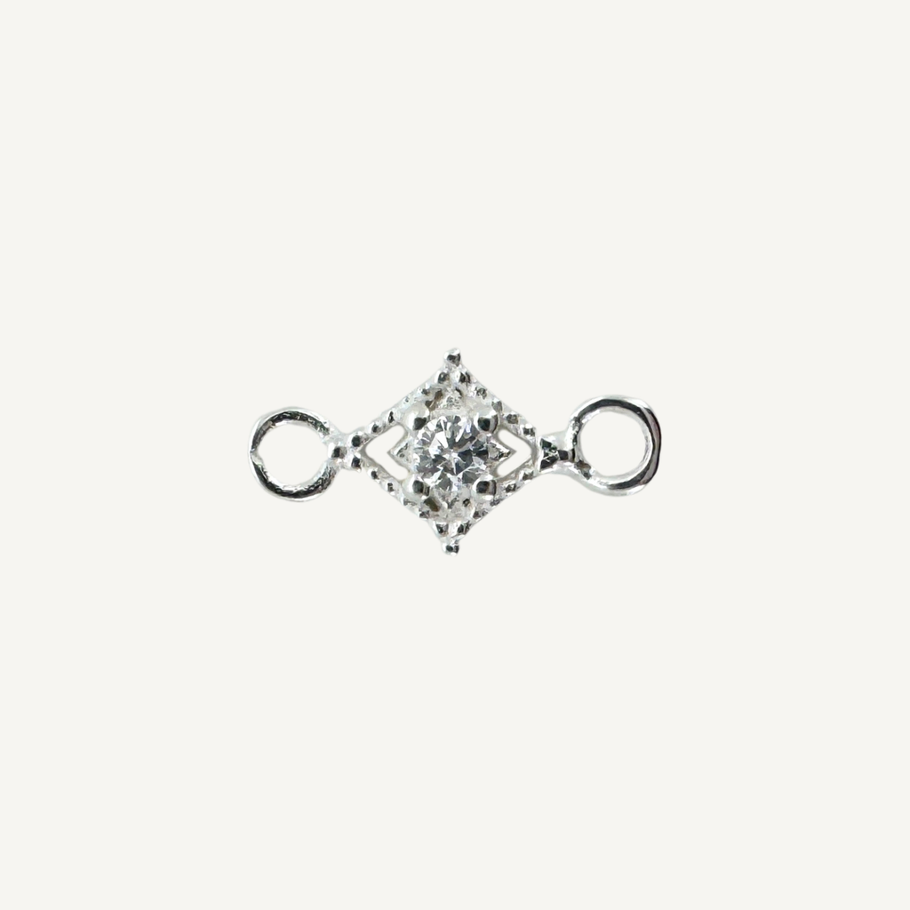 Dotted Diamond White Zircon Connector - Sterling Silver