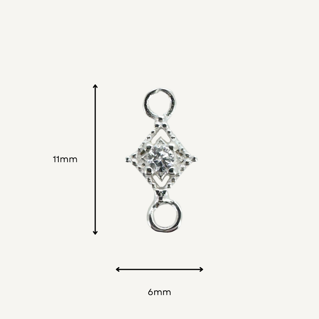Dotted Diamond White Zircon Connector - Sterling Silver
