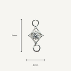 Dotted Diamond White Zircon Connector - Sterling Silver