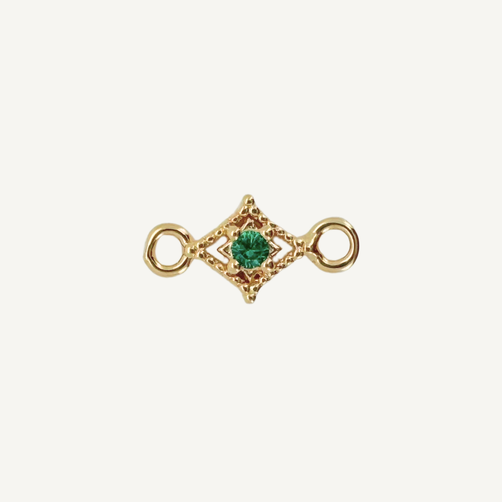 Dotted Diamond Green Zircon Connector - Gold Filled