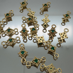 Dotted Diamond Green Zircon Connector - Gold Filled