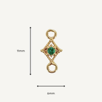 Dotted Diamond Green Zircon Connector - Gold Filled