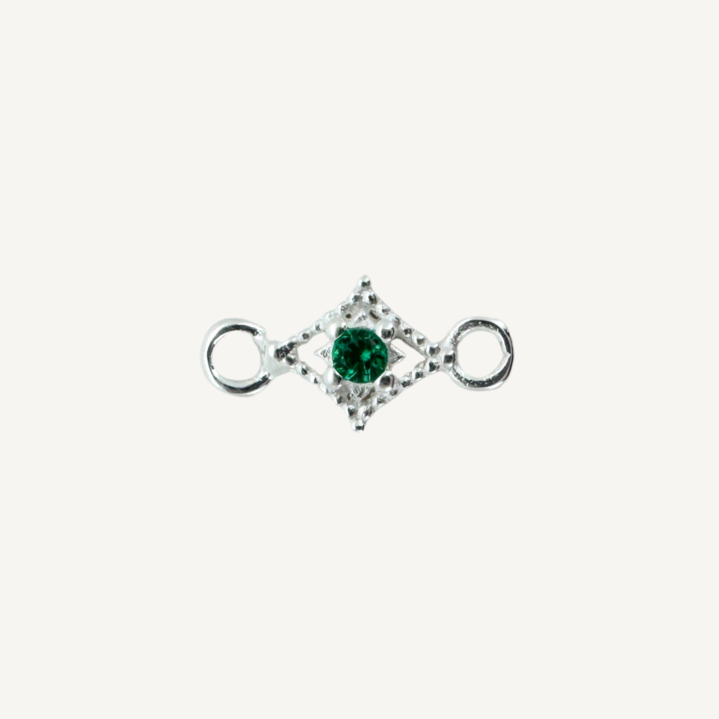 Dotted Diamond Green Zircon Connector - Sterling Silver