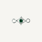 Dotted Diamond Green Zircon Connector - Sterling Silver
