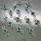 Dotted Diamond Green Zircon Connector - Sterling Silver